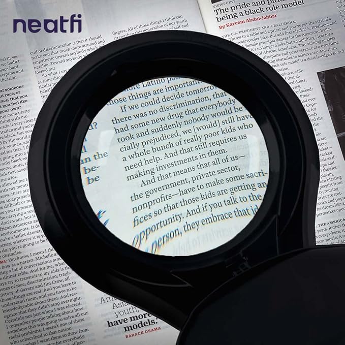 Neatfi 1,200 Lumens Super LED Magnifying Lamp with Clamp, Dimmable, Includes Microfiber Cleaning Cloth, 5 Inch Diameter Lens for Reading, Sewing, Crafting (Black, 8 Diopter)