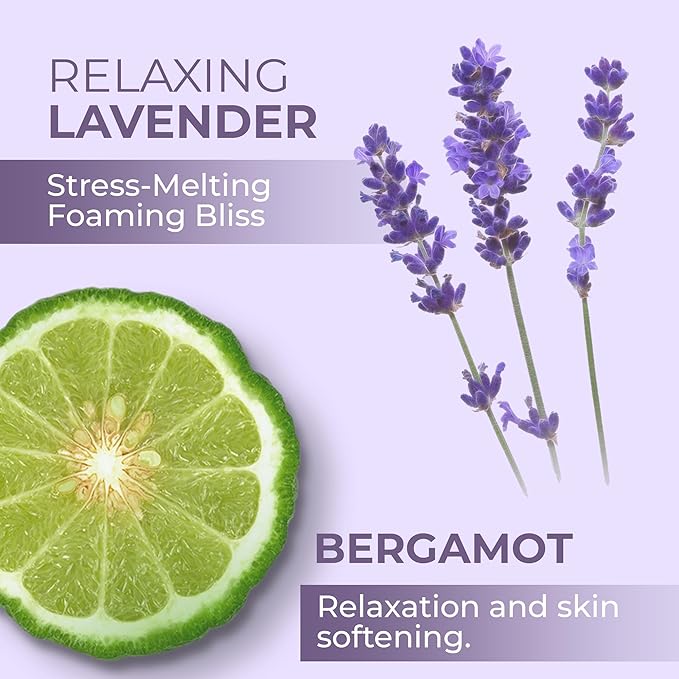Luxury Foaming Bath - Natural Scented Bubble Bath with Essential Oils and Epsom Salt - Relaxing Lavender Scent, 33.8 fl oz / 1L