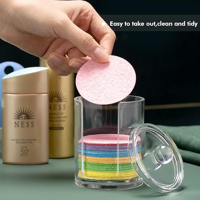 Geiserailie 50 Pcs Compressed Facial Sponges Facial Makeup Natural Cosmetic Spa Sponges for Women Cleansing, Exfoliating Mask, Makeup Removal, Dead Skin, and Dirt, Travel Accessories(Multi-Color)