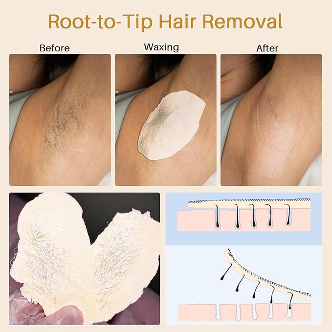 BLITZWAX 1.3lb Hard Wax Bead Kit for Men and Women Hair Removal, Cream Scent Wax Beans for Nose, Sensitive Skin, Brazilian, Body, Face, Waxing Pearls Bulk with 50pcs Sticks for Beginners and Home Use