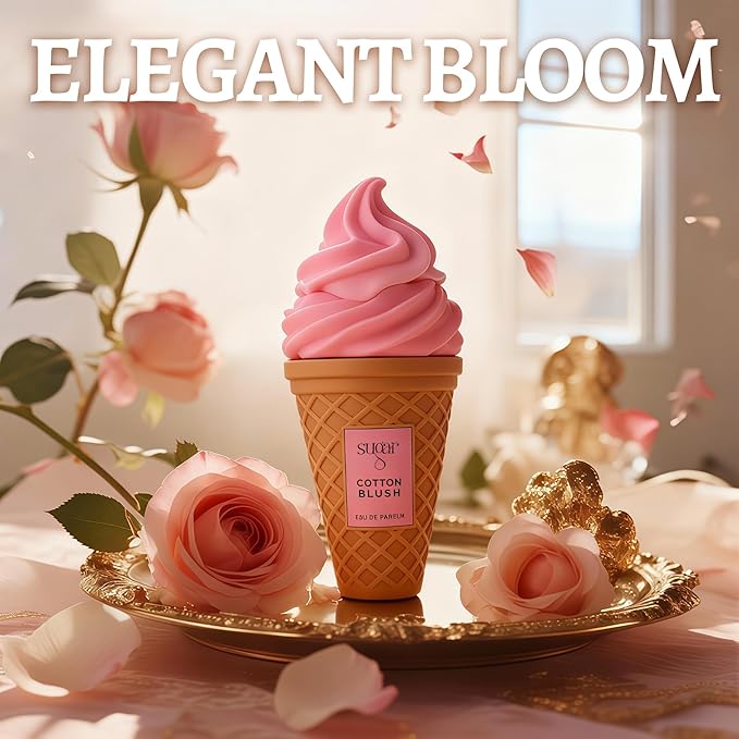 Cotton Blush Perfume for Women, Fruity Floral Scent with Strawberry & Rose, Long Lasting EDP for Daily Use, Sweetly Charming 3.4 Fl Oz