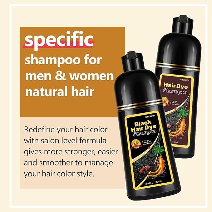 Instant Cherry Brown Hair Dye Shampoo for Gray Hair 3 in 1, Natural Hair Color Shampoo for Women Men Brown Colors in 10-15 mins, 100% Coverage Herbal Ingredients Hair Dye 16.10 Fl Oz (Cherry brown)