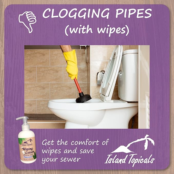 Wiping Lotion | Experience Clean With Less Toilet Paper | 8 Fl Oz Bottle (Fresh Scent)