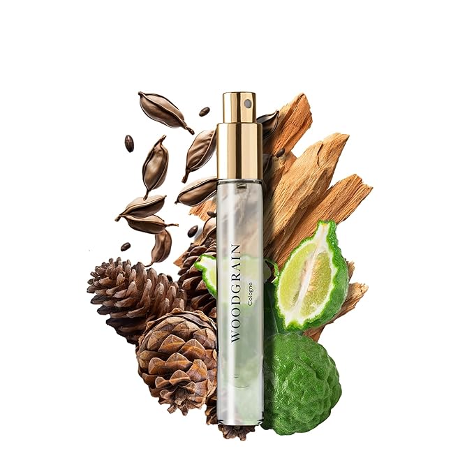 Caswell-Massey Woodgrain Sandalwood Cologne Spray, Spicy Sandalwood with Cedar and Hints of Citrusy Musk, Fragrance for Men, Made in USA, 0.25 Oz