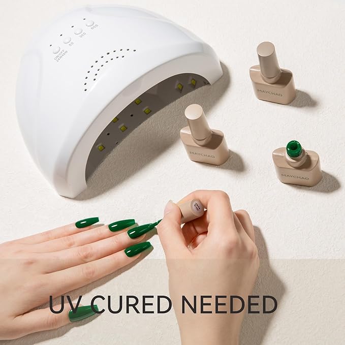 MAYCHAO 15ML Jade Green Gel Nail Polish 1Pc Green Gel Polish Soak Off UV LED Nail Polish Nail Art Starter Manicure Salon DIY at Home, 0.5 OZ