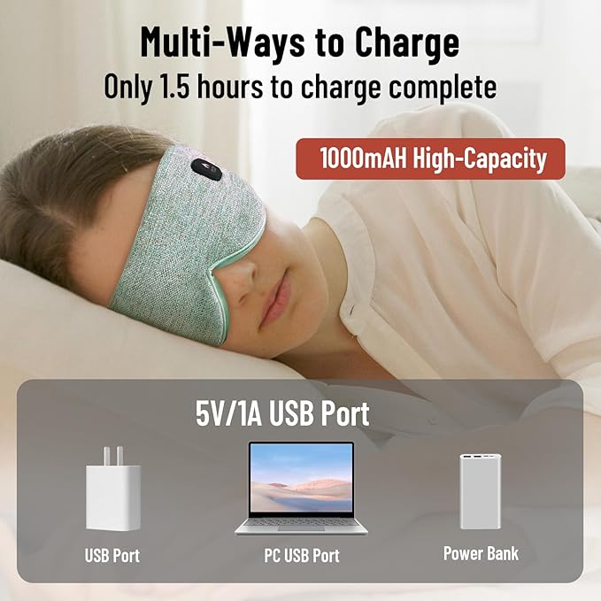 Cordless Heated Eye Mask for Dry Eyes, Eye Mask for Dry Eyes, Washable Eye Heating Pad, Electric Warm Eye Compress, Gifts for Women Men (Blue Grey)