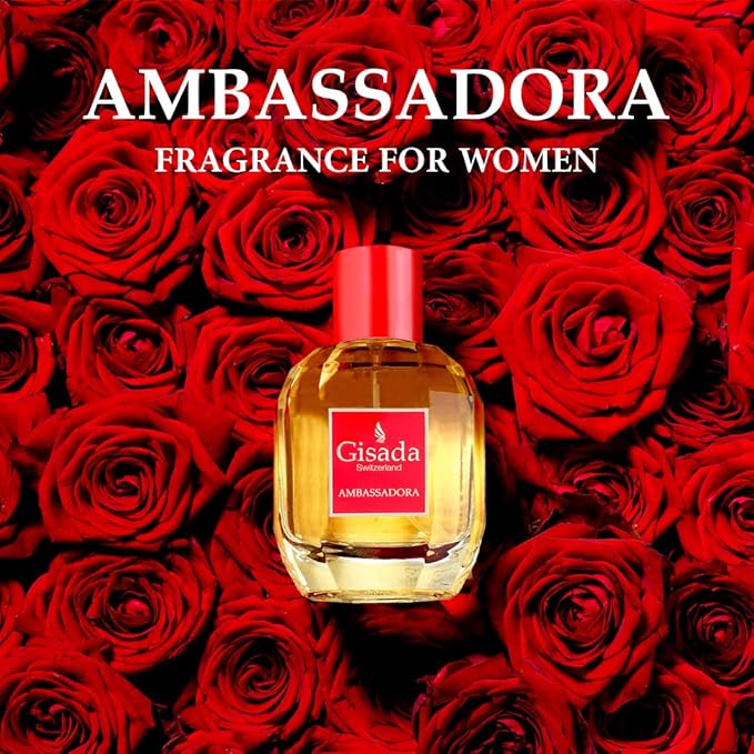 Gisada Ambassadora Women's Perfume - Perfumes for Women with Oriental, Sweet, Floral, Warm Fragrance - Daily Wear Women's Cologne with Juicy, Fruity, Spicy Scent - Made in Switzerland - 1.7 fl. oz.