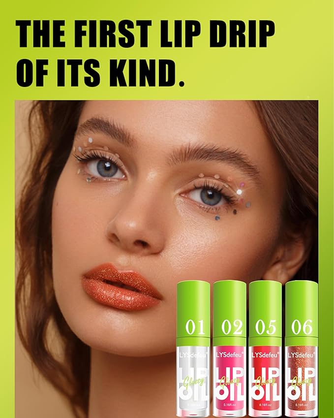 Hydrating Lip Glow Oil Kit-4 Colors Lip Oil Lip Glaze,Tinted Lipgloss Clear Pink Red Glow Reviver Tint Lip Oil Lip Stain, Non-sticky Lipstain Lip Gloss,Christmas Makeup Gift Kit for Women-Set C