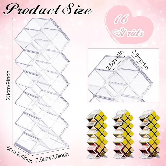 4 Pack Acrylic Lipstick Holder Organizer 64 Slots Clear Lip Gloss Holder Organizers Stackable Fish Shape Lipsticks Tower Lipstick Case Display Stand Storage Box for Makeup Cosmetic Vanity drawer