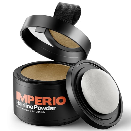 IMPERIO Root Touch Up Hair Powder for Concealing Hair Loss instantly - Hairline Powder for Women & Men - Water resistant Root Cover Up for Thinning Hair in Premium Hairdressing Quality (Dark Blonde)
