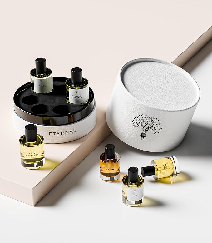 Eternal perfume oils Gift Set | 6 Pcs Exquisite Scents Inspired by Iconic Fragrances | Long-Lasting - Perfume Oils for Women & Men (Sweet Luxury, Pear Pressure, Maxim, Oud, Bergamot, Pink Jasmine)