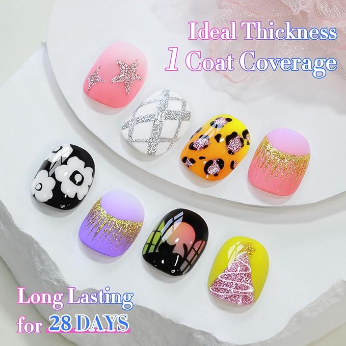 Double Rhythm 6 Pcs 15 ML Gel Liner Polish Nail Art Set Chrome Metallic Glitter Soak Off Gel Polish Kit Nail Art Manicure Salon DIY at Home for Women (Gold Silver Black White-T6-52)