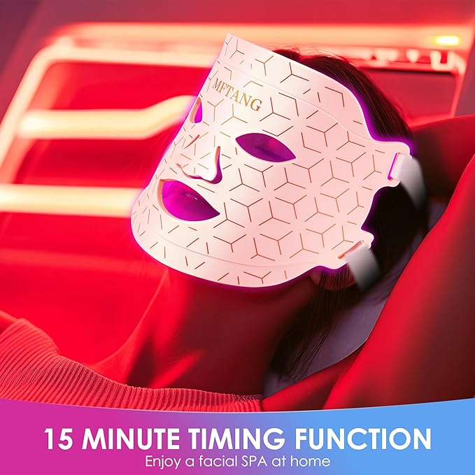 Red Light Therapy for Face, 7 Colors Led Light Therapy Silicone Facial Mask - Birthday, Christmas, Mothers Day, Valentines Day, Self Care Gifts for Her Women Mom Best Friend Wife (Pink)