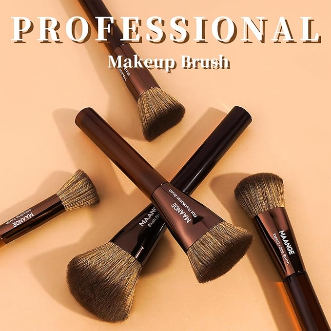 MAANGE 20 PCS Makeup Brushes with Case Professional Makeup Brush Set Premium Synthetic Face Kabuki Foundation Brush Kit (Coffee)