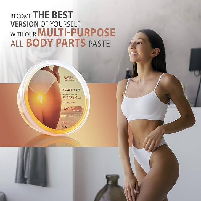 Sugaring Hair Removal Kit – Medium Luxury Home Wax for All Body, Universal Organic Depilation from USA, 12 oz – For Women and Men