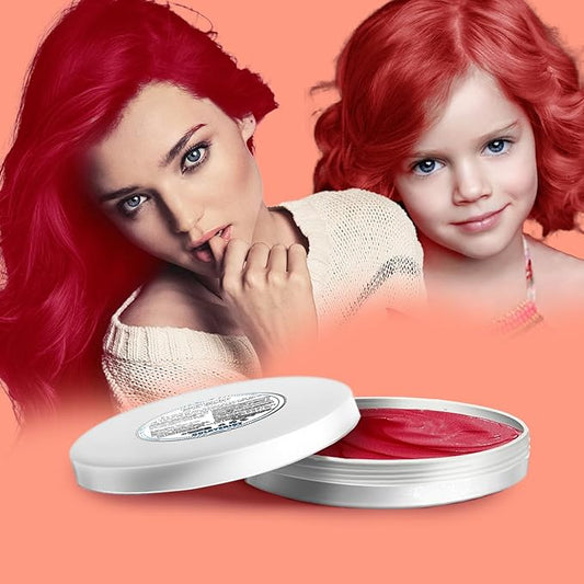 Red Hair Color Wax, Temporary Washable Hair Color Dye for Kids, Temporary Dye Wax Natural Hairstyle Cream Hair Pomades for Women & Men Party Cosplay Halloween