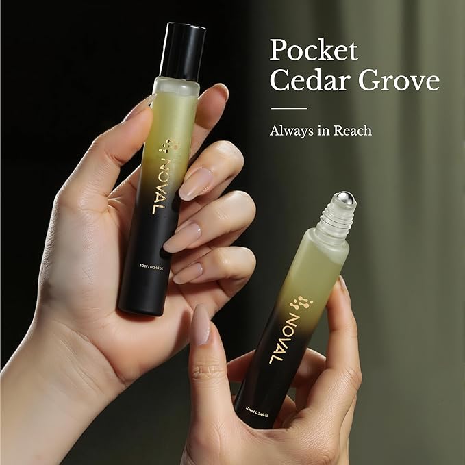 NOVAL Roll on Cuticle Oils for Men & Women, Rollerball Application Luxury Silky Matte Bottle, Fresh Woodsy Cedar Scent, Nail Nourishing & Moisturizing with Jojoba Oil, Natural Ingredients, 0.34fl.oz
