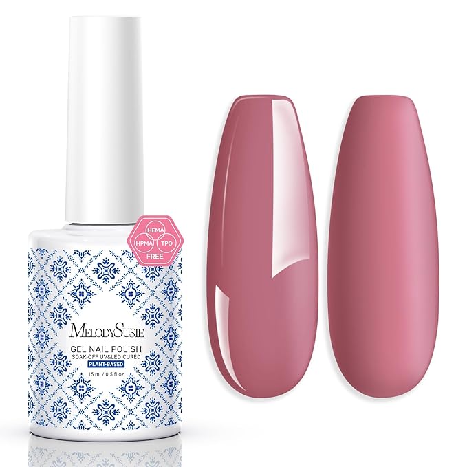 MelodySusie Fleurwee Plant Based Gel Nail Polish, Hema Free Pink Purple Nail Polish, Soak Off UV LED Gel Polish Gift for Women 21 Non Toxic Long Lasting Nail Art Manicure Salon DIY at Home P21