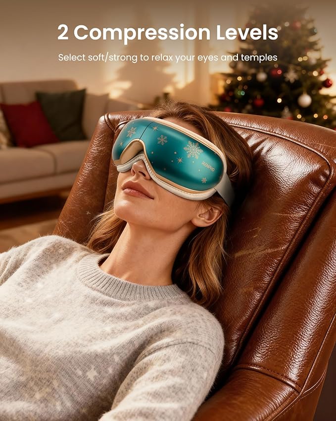 RENPHO White Elephant Christmas Birthday Gifts for Mom Dad Women Men Her Him, Eyeris 1 Eye Massager with Heat, Eye Mask for Migraine, Smart Sleep Mask for Dry Eyes Relax, Reduce Strain Xmas Green