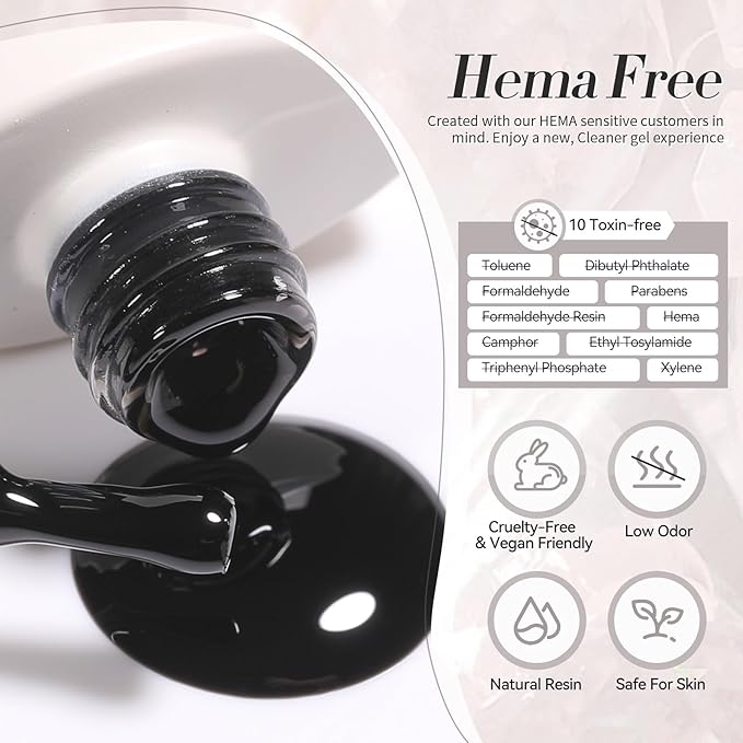 Born Pretty Jelly Black Gel Nail Polish Translucent Halloween Spider Nail Gel Soak Off Hema-Free Gel Polish U V Light Cure for Nail Art DIY 15ML