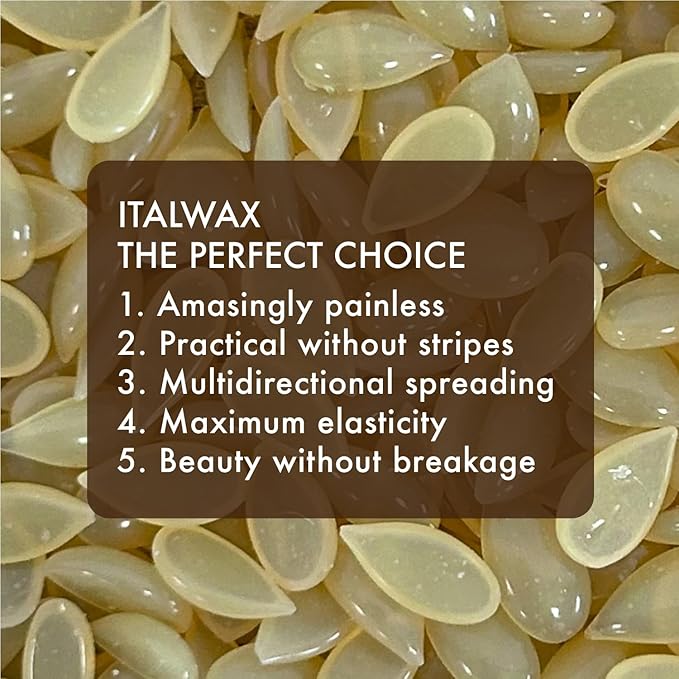 Italwax Natural - 1kg / 2.2lb - Hard wax beads for hair removal - Natural formulation ideal for all skin type - Unscented - Recommended for Bikini Area and Armpits