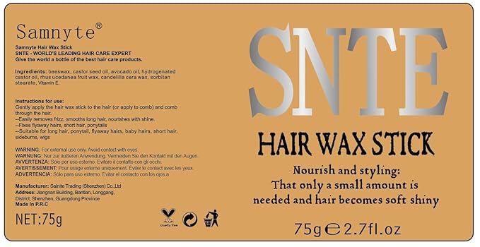Samnyte Hair Wax Stick, Hair-Styling Waxes, Nourishing Accessories - Slick Stick for Women & Kids, Gel Tamer for Flyaways, Bun Maker & Styling Cream, 2.7 Fl Oz