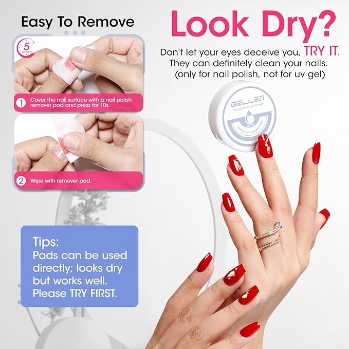 Gellen Nail Polish Remover, Dip Twist Sponge Nail Polish Remover Pot For Fingernail Toenail, Non-Acetone, Fragrance Free, 5-9s Quick Removal, Non-drying Formula Shea Butter & Vitamin E, Non-toxic