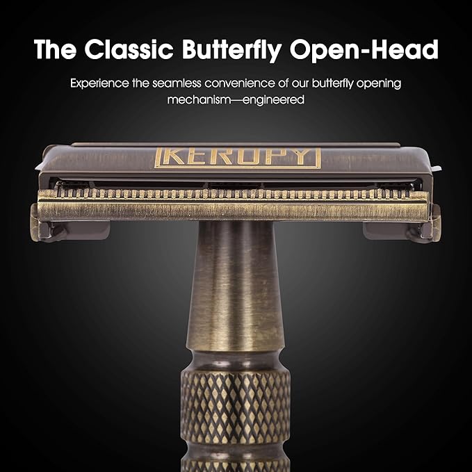 Premium Brass Double Edge Safety Razor Kit - Luxury Christmas Gifts for Him, Dad, Boyfriend - Heavy, Anti-Rusted Shaver, Perfect Holiday Stocking Stuffer for a Classic Wet Shave - Bronze