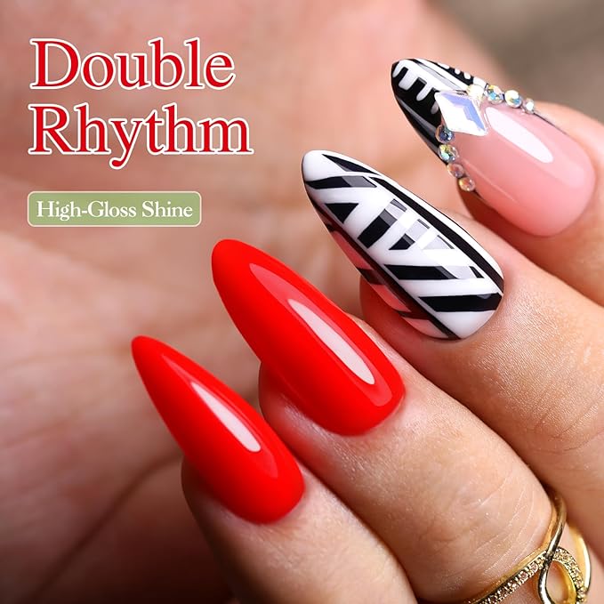 Double Rhythm 15ML Gel Nail Polish Pure Sheer Same Color Same Bottle Soak Off Gel Polish Art Manicure Salon DIY at Home for Women (Bright Red-A1016)