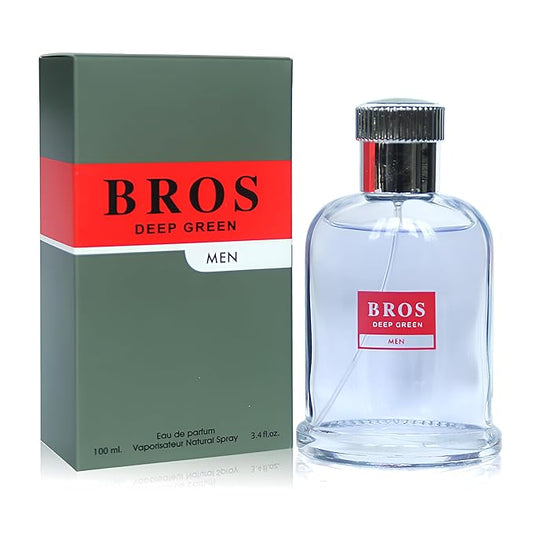 Bros Deep Green Sensual Woody Fragrance for Men | Long Lasting Cologne Aromatic Scent, Eau de Parfum Natural Spray - Great Holiday Gift, 3.4 Fl Oz/100 Ml