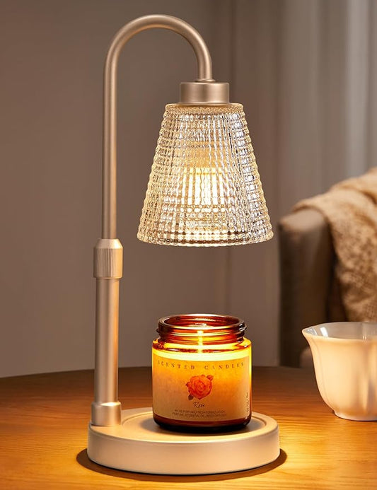 Innqoo Champagne Gold Candle Warmer Lamp with Timer, Dimmable Candle Warmer for Home Decor, Height Adjustable Candle Lamp for Jar Candles, Birthday Gifts for Women Mom, House Warming Gifts New Home