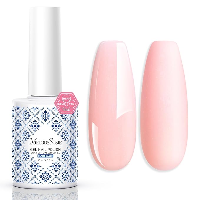 MelodySusie Fleurwee Plant Based Gel Nail Polish, Nail Polish Hema Free 21 Non Toxic Long Lasting No Chip Finger Toe Nail Art Manicure Salon DIY at Home Gifts for Women Pearlescent Pink P59