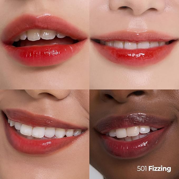 Laka Popping Balloon Lip Stain, 4.5g/0.15oz, Glossy Plumping Lip Tint, Moisturizing, Non-Sticky Texture for All-Day Hydration, Vegan, K-Beauty (#501 Fizzing)