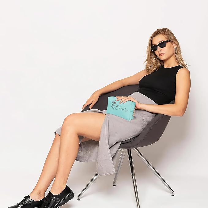 DayOfShe Personalized Makeup Bag with Name and Birth Flower Bridesmaid Gifts Stocking Stuffers for Women Teenage Girls Gifts, Custom Travel Makeup bag for Bridal Shower Gifts