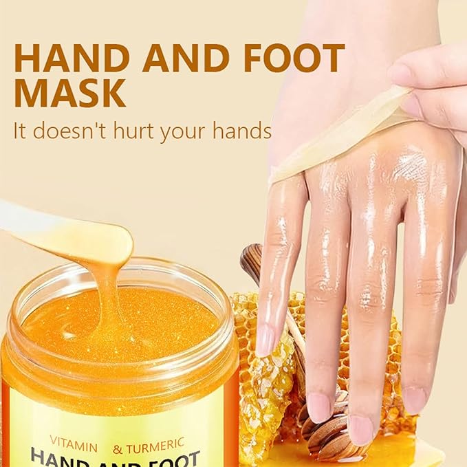 Turmeric Hand and Foot Peel Mask, Moisturizing Hydrating Nourishing Exfoliating Hand Film Hands Care Paraffin