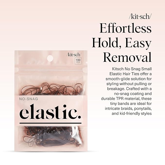 Kitsch Hair Ties No Damage for Kids, Teens and Women - Rubber Bands for Hair Styling | No Snag Hair Elastics | Daily Hair Accessories | Ideal Gifts for Women - 500pcs (Brown)