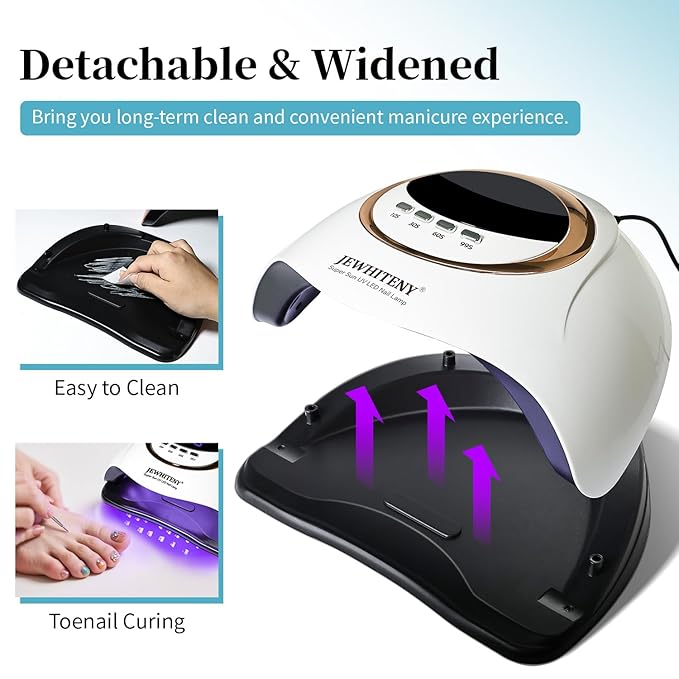 JEWHITENY White U V LED Lamp for Nails:Fast Nail Dryer for Gel Polish with 4 Timers and Automatic Sensor Professional LED Nail Lamp Manicure Tool