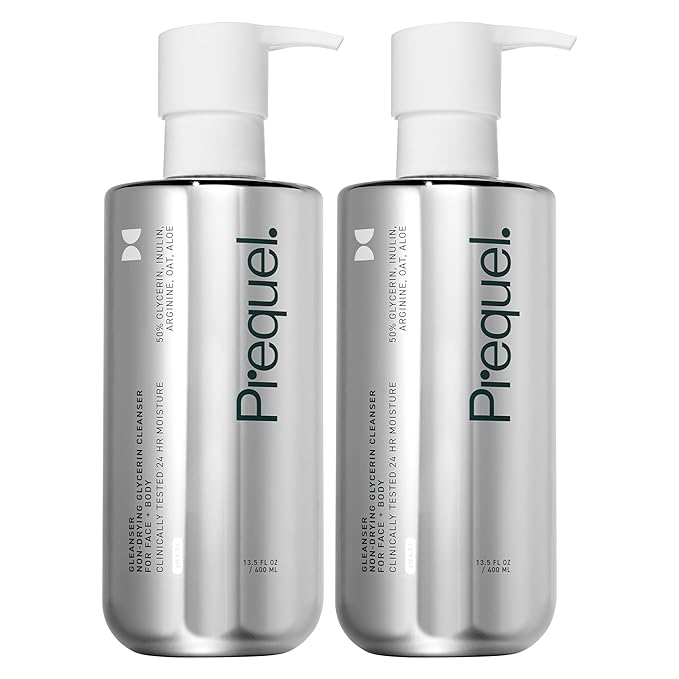 Prequel Skin Gleanser, Moisturizing Glycerin Face Wash, Professional Strength Face Cleanser for Women, Unscented Sensitive and Dry Skin Face Wash Pump Bottles - 6.75 fluid ounce (Pack of 2)