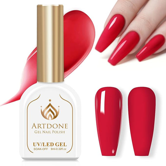 Artdone Gel Nail Polish Hema-free Solid Color Red For All Seasons Neutral Soak Off LED Lamp Needed For Manicure Nail Art