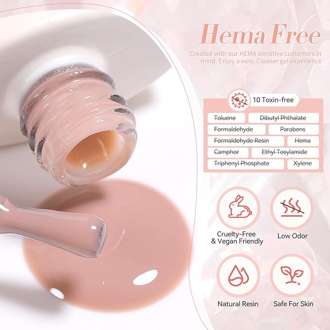 Born Pretty Jelly Gel Nail Polish Jelly Nude Gel Polish Sheer Translucent Skin Stone Natural Soak Off Hema-Free Gel Polish Nail Art DIY 15ML