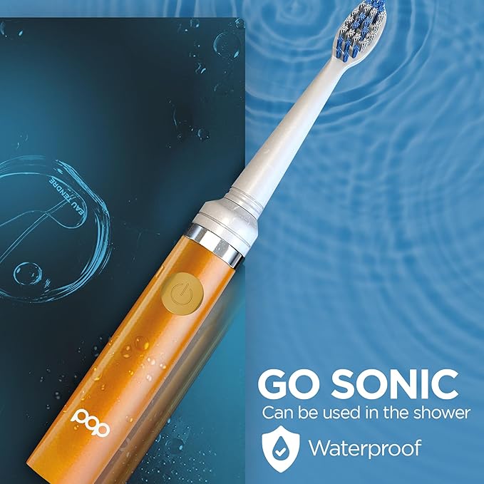 Pop Sonic Electric Toothbrush (Orange) - Travel Toothbrushes w/AAA Battery | Kids Electric Toothbrushes with 2 Speed & 15,000-30,000 Strokes/Minute, Dupont Nylon Bristles