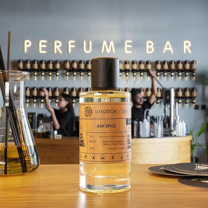 Ash Spice Perfume for Men & Women, Inspired by T.F Oud Wood, 2-Piece Combo of 100 ml Fragrance Spray Bottle and 10 ml Alcohol-Free Roll-On Perfume Oil, Vegan, Paraben-Free, Unisex