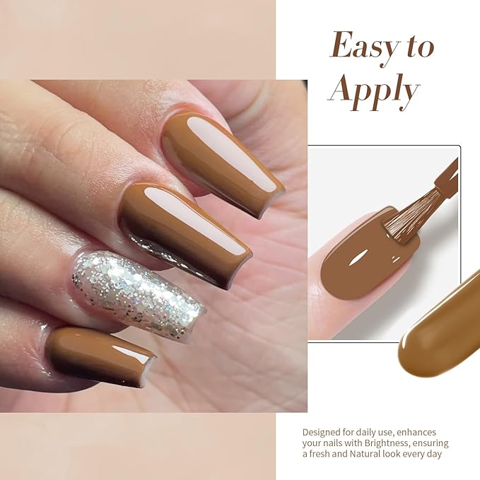 BORN PRETTY Brown Camel Gel Nail Polish Fall Winter Caramel Almond Brown Golor Gel Polish Soak Off Gel Polish Nail Art Design Manicure Salon DIY Home 15ML