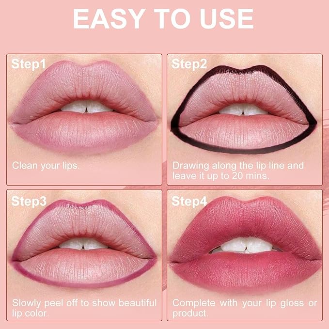 Lip Stain - Peel Off Lip Stain, Lip Liner Long-Lasting Moisturizing, Waterproof Nourishing Lip Tint with Matte Finish for Natural Lip Color for All Skin Tones (Cocoa)