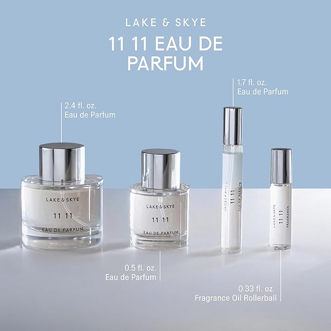 Lake & Skye 11 11 Eau de Parfum Vial Spray Sample, 0.06 fl oz (2 ml) - Skin Musk, Clean, Vegan, Paraben-Free, Cruelty-Free