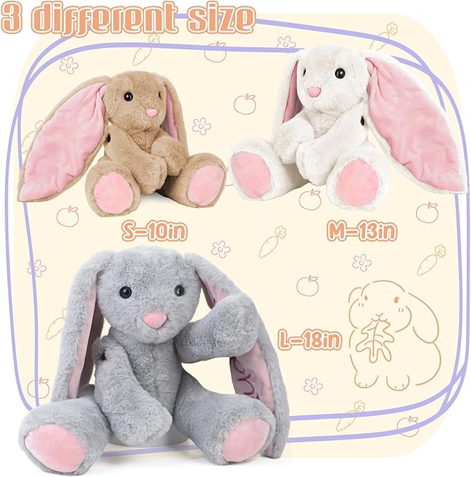 Personalized Bunny Plush with Embroidered Name, Custom Stuffed Animals for Babies, Bunnys Plush Toys for 3 Years Old Girl Gifts, Birthday Easter for Baby Boys Girls Toddlers Newborn (Bunny)