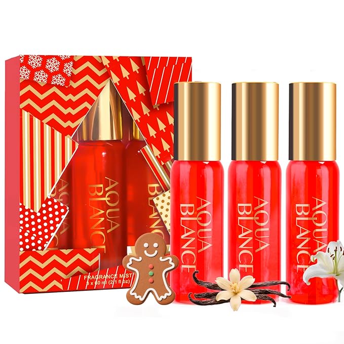 Body Spray for Women, Each 2.1 fl oz/60ml, Travel Size Womens Fragrance Mist, Three Scents - Soft December, Iced Bloom, Café Noël