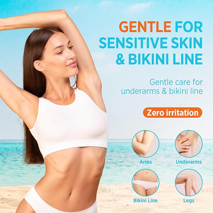 Painless Hair Removal Cream - Soothing Depilatory for Women with Sensitive Skin. Enriched with Aloe, Chamomile & Vitamin E, For Legs, Arms, Bikini & Underarms.