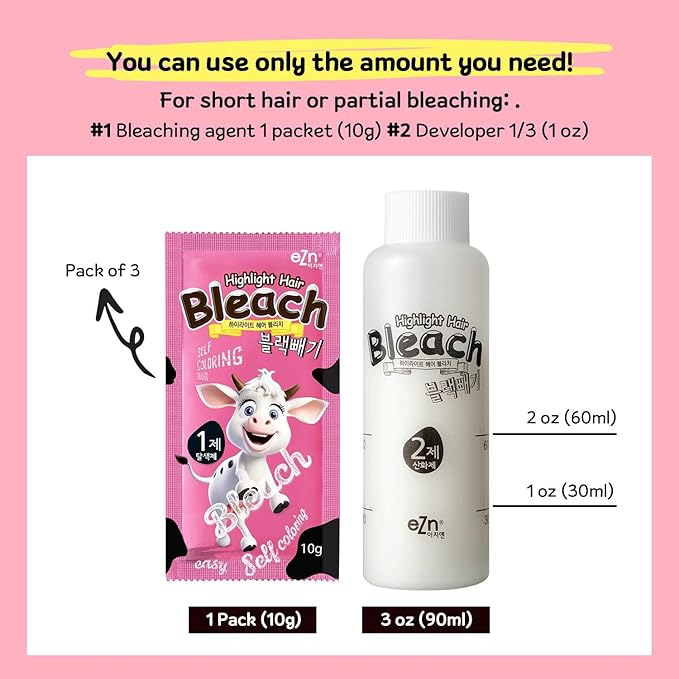 eZn Highlight Hair Bleach Kit, 4.23oz Korean Cruelty-Free Hair Lightener, Lifts Up to 6 Levels, Includes Tint Tray, Brush, and Complete Lightening System