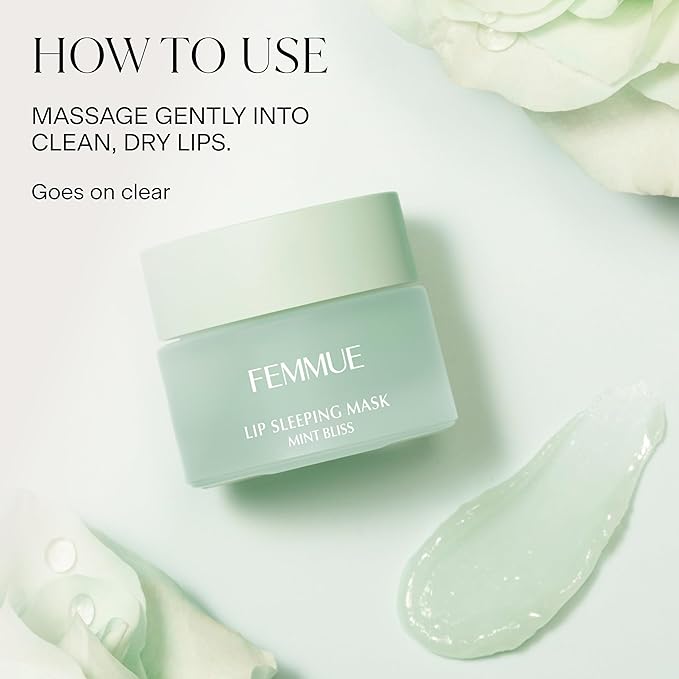 FEMMUE Lip Sleeping Mask (Mint Bliss) | Overnight Hydrating Lip Treatment | Plumping & Softening | With Eucalyptus and Squalane to Soften Dry, Chapped Lips